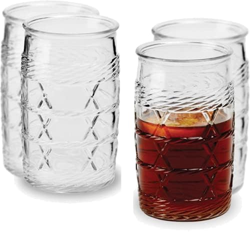 מעגלים נצרים כבד בסיס גבוהה שתיית משקפיים כוסות סט של 4, מטבח בידור קרח תה משקאות כוסות, כלי זכוכית עבור מים,