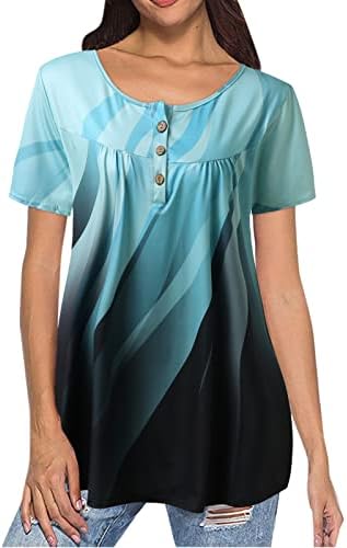 ארוך שרוול בציר קיץ קל משקל חולצות לנשים כיכר צוואר מודפס כושר רופף טרנדי מקרית חולצות