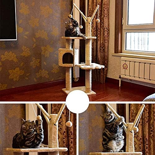 Haieshop Cat Cont Condo Conding Post Cat מגדל מעץ מוצק חתול קן קן עץ חתול גדול בית חתול חתול וילה סיסל חבל