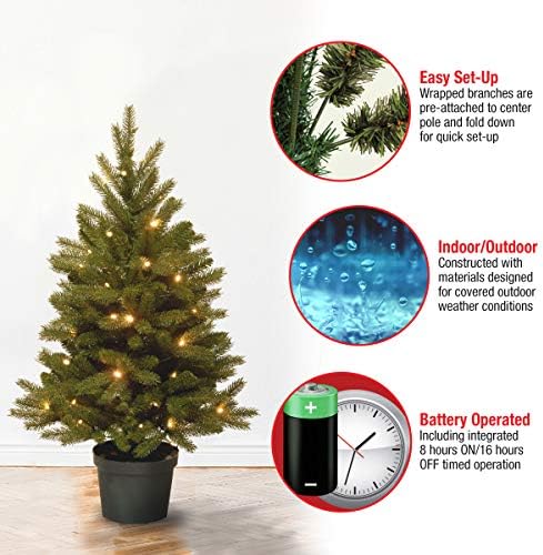 חברת העצים הלאומית 'Feel Lit Lit Lit Lit Alltificial, עץ חג המולד לכניסות כוללים אורות LED לפני הטרום