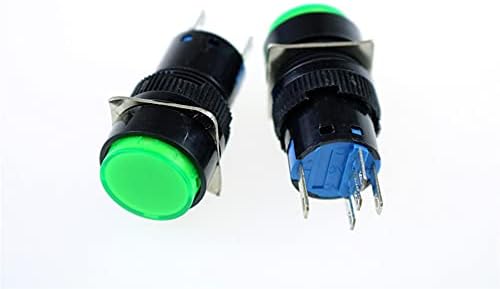 SKXMOD 2 PCS AC 220V אור ירוק אור ירוק SPDT SPDT עגול כפתור כפתור AC 250V 5A
