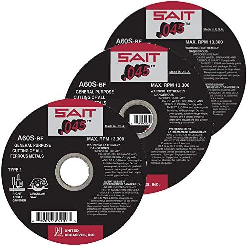SAIT שוחק גלגלים חתוכים A60S סוג 1 מטחנה גלגל חיתוך 6 אינץ 'x 7/8 אינץ' כמות 5