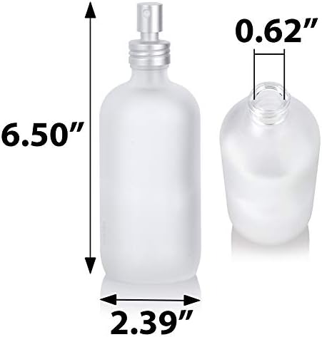 יוביטוס 8 עוז זכוכית שקופה חלבית בקבוק עגול בוסטון עם כסף מט מתכת אלומיניום תרסיס ערפל דק למילוי