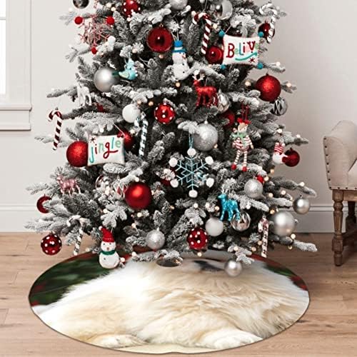 חצאית עץ חג המולד 48 - מחצלת עץ עץ חג המולד של כלב פומרני -שיער לקישוט חג המולד קישוטים לחג המסיבה