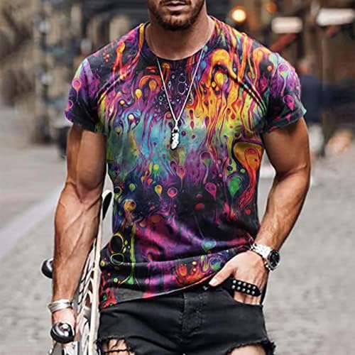 חולצות חידוש לגברים קיץ שרוול מזדמן קציר טרנדי טרנדי טרנדי צוואר עגול רופף בכושר מהיר יבש.