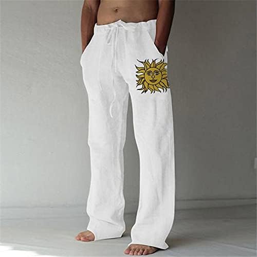מכנסיים לגברים, אופנה לגברים מזדמנים בצבע אחיד רופף מכנסיים נוחים מכנסיים כותנה מכנסיים מודפסים