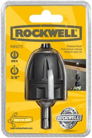Rockwell RW9275 3/8 אינץ 'מקדח מקדח ללא מפתח עבור ¼ ”כונני Hex