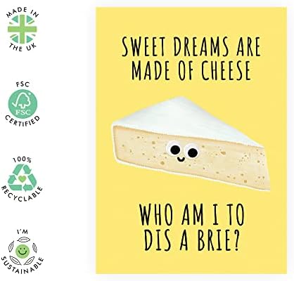 מרכז 23 כרטיסי יום הולדת מצחיקים לנשים אותו - 'חלומות מתוקים עשויים גבינה' - הומור משחק אוכל - מתנות