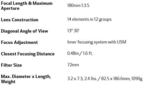 עדשת טלה פוקוס אוטומטי 180 מ מ קנון 3.5 ליטר למצלמות צילום מסך של קנון