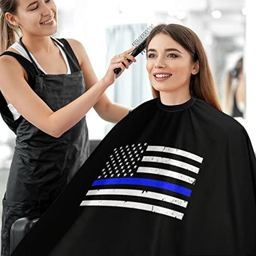 קו הכחול של המשטרה דגל אמריקאי דגל שיער חיתוך שיער כף תספורת אטום למים קייפ עם סגירה מתכווננת מספרה