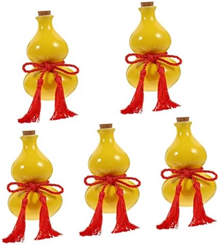 DOITOOL 5 יחידות דלעת סט מיני מיני מיני דקור וינטג 'קישוטים סיניים מכולות תבלינים תפאורה שולחן עבודה בקבוק יפני