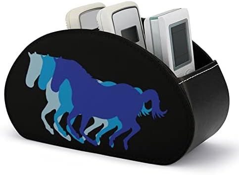 כחול רטרו סוס צללית עור שלט רחוק מחזיק עם 5 תאים משרד אחסון תיבת שולחן העבודה מגש