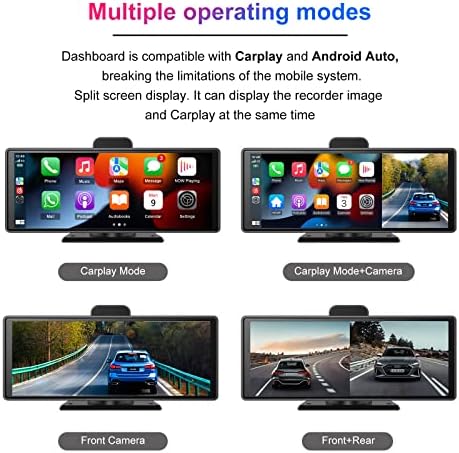 סטריאו לרכב נייד עם Apple Carplay אלחוטי+Android Auto, בינה מלאכותית 4K מצלמת Dash ADAS+1080p מצלמת גיבוי,