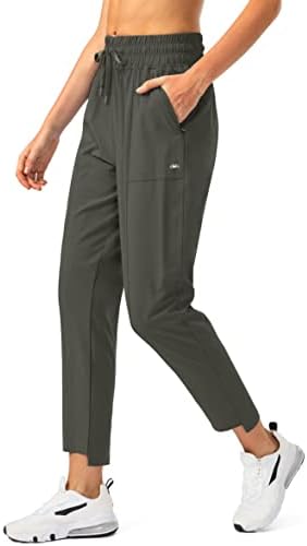 מכנסי גולף קלים לנשים באובלה עם כיסי רוכסן במותניים גבוהות עבודות מסלול מזדמנים מכנסי קרסול לנשים