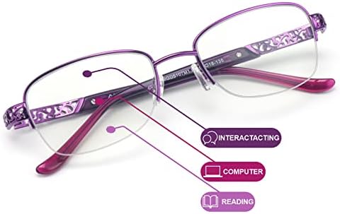 Amorays משקפי קריאה מולטיפוקוס מתקדמים לנשים, קוראי משקפיים מולטיפוקליים אנטי-כחולים, עבור סביבת עבודה כמעט