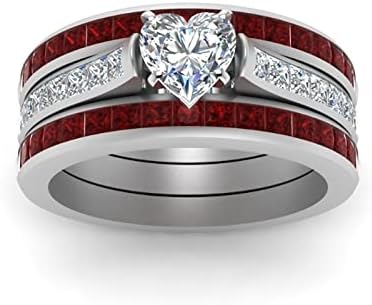 טבעת זוגות כלה קבעו את שלו ושלה לב לנשים CZ טבעות אירוסין גברים