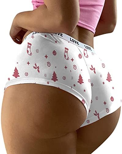 נשים עם נושאי חג מולד בנים תחתונים תחתונים של חג האהבה תחתונים סקסיים כותנה נוחה שפתיים דפוס תקצירי