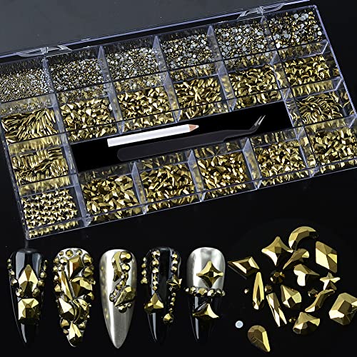 8620 יחידות מעורב קריסטל נייל ארט אבני חן יהלומים 14 סגנון נייל קריסטל פלאטבק רב גדלים 3 ד קישוטי ריינסטון