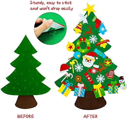 טוירבי הרגיש עץ חג המולד לפעוטות, קישוטי מלאכת עץ חג המולד לילדים, עץ לבד תלוי 3.5 רגל עם 29 יחידות