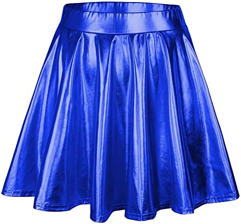חצאית מטאלית חצאית מחליק נשים התרחבה במותן גבוה מיני חצאית נלהבת חצאיות ליל כל הקדושים לנשים
