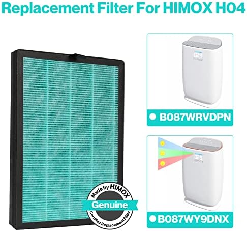 Hymox H04 מטהר אוויר רעל בולם כיתה רפואית H14 פילטר החלפה, HEPA אמיתי, פחמן מופעל ביעילות גבוהה, חבילה אחת, ירוק
