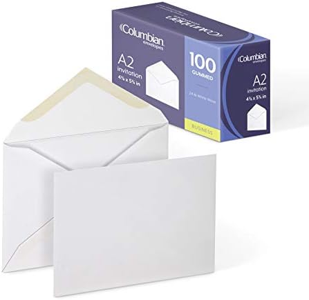 מעטפות הזמנה קולומביאנית, א2, 4-3 / 8 איקס 5-3 / 4 סנטימטרים, לבן, 100 בקרטון