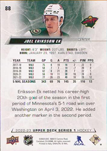 2022-23 סיפון עליון 88 ג'ואל אריקסון EK Minnesota Wild Series 1 כרטיס מסחר בהוקי NHL