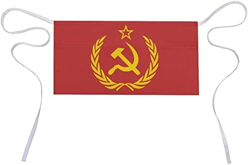 ברית המועצות CCCP סמל ברית המועצות אדום אדום 11.8 אינץ 'סינר סינר שרת חצי סינרים עם 3 כיסים לקפה מסעדה