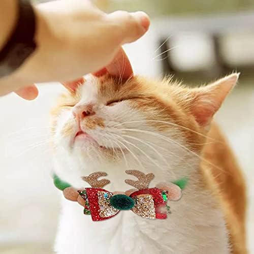 צווארוני עור חתולים נפרדים עם פעמון חיית מחמד צבעונית לחג המולד כלב צווארון כדורי כדורים מתכווננים