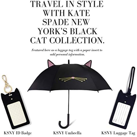 קייט ספייד ניו יורק תג מטען סיליקון עם רצועה עמידה, חתול שחור