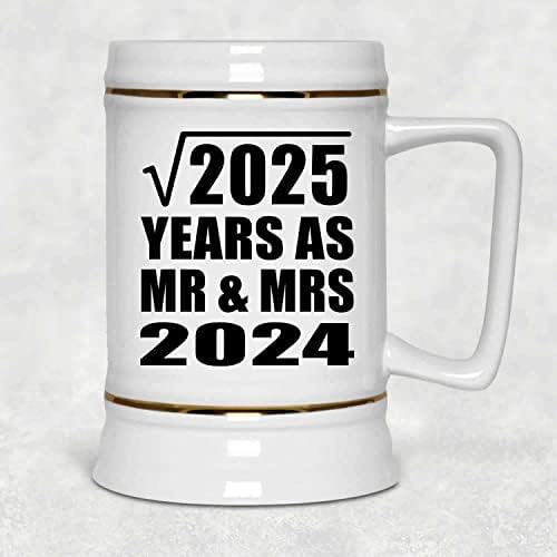 תכנן שורש ריבועי 45 שנה לשנת 2025 שנים בתור MR & MRS 2024, 22oz Beer Stein Ceramic Tallard ספל