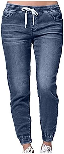מכנסי ג'ינס של נשים נמתחים מכנסי ג'ינס רזים משוררים אמצע הגלישה המכנסיים התחתונים עם כפתור