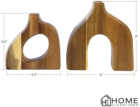 אגרטלים דקורטיביים מוגדרים לעיצוב הבית - חבילה של 2 אגרטל עץ לשולחנות, מדפים או מנטל - תצוגת