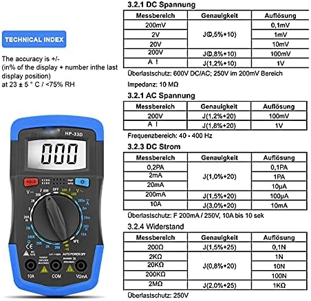 SLSFJLKJ מקצועי מדריך חכם Multimeter DC מתח AC מתח זרם התנגדות דיודה דיודה סוללה אחזקת נתונים