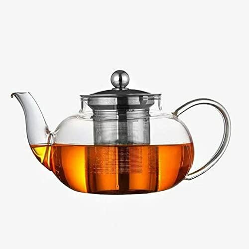 תה ראשוני 1000 מל קומקום זכוכית עם חומר נשלף נשלף, קומקום תה בטוח, סטור פריחה ומכונת תה עלה רופפת