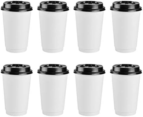 דויטול 50 יחידות 16 עוז חד פעמי קפה נייר כוסות כפול דופן מבודד חם / קר כוסות עם מכסים