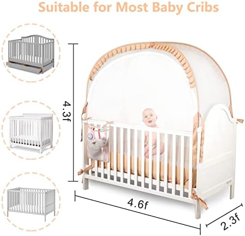 עריסה לתינוקות של JONINSI POP UP בטיחות תינוקות בטיחות רשת רשת - כיסוי חופה כדי למנוע מתינוק לטפס החוצה