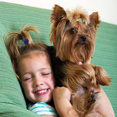 Sliverdew 300 יח 'קשרי שיער כלבים מחמד שיער נמתח קשתות כלב רצועות גומייה קטנות צבעוניות, 25 ממ