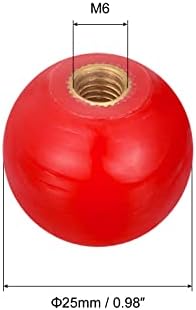 Harfington 12 יח 'ידיות כדור מושחלות, M6 חוט נקבה חוט כפתור כדור כפתור 0.98 דיא אדום עגול בידיות כדור עם