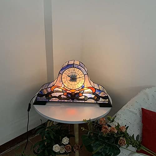 Bieye L10661 שעון שולחן בארוק שעון טיפאני בסגנון ויטראז 'מנורה שולחן מבטא זכוכית לקישוט הבית שליד מיטה,
