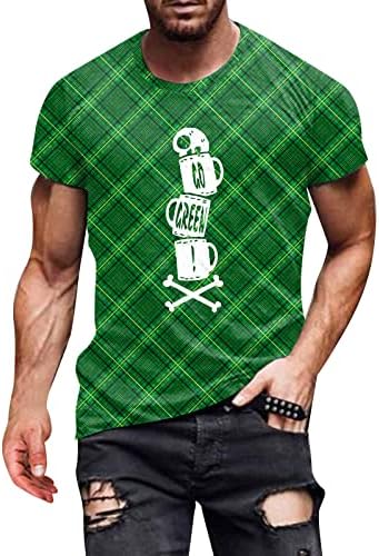 PDFBR St. Patrick's Day's חולצות גברים אדמה שרוול קצר שרוול ירוק גרפי גרפי גנומים הדפס שריר ספורט כושר חולצת טשט