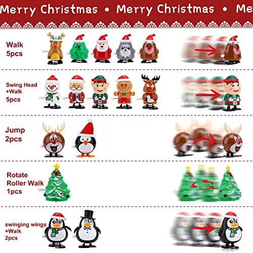 EEOCWF 15 יחידות חג מולד צעצועים לילדים, מפלגות גרבי חג המולד, עץ חג המולד סנטה קלאוס שעון צעצועים,