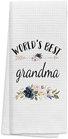מגבות מטבח לסבתא הטובה ביותר 16 24, הסבתא הטובה בעולם פרחונית רכה וסופגת מגבות מגבות מטבח מגבות ידיים, יום הולדת
