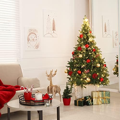 קישוטי כדורי חג מולד אדומים זהב, 38 יחידות קישוטי עץ חג המולד ירוק ירוק אדום עם צבי חג המולד, קישוטי