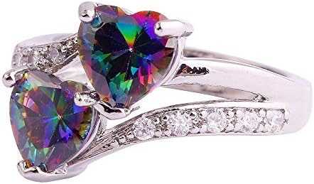 נשים מבטיחות טבעת אופנה לבב בצורת זירקוניה טבעת נישואין תכשיטים קשת אבן חן אבן