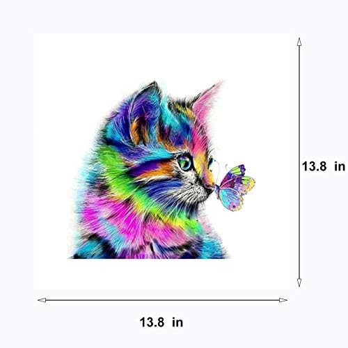 ערכות ציור יהלומים של 5D חתול ， Diy יהלומים ציור לפי ערכות מספר ， פרפר חתולים מקדח מלא בערכות ארט gim