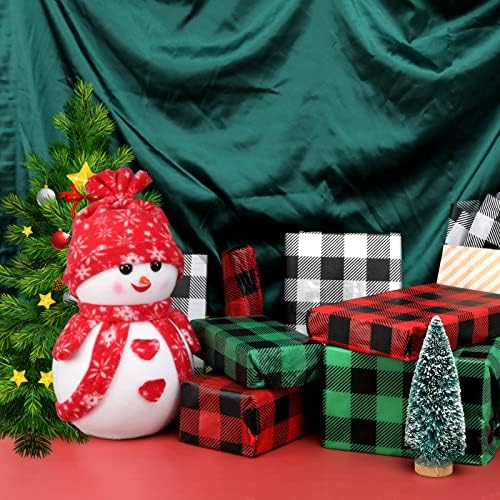 Afrizona 60 גיליונות 20 x אינץ 'סנטימטר נייר עטיפת חג מולד משובץ חג המולד אדום שחור ירוק שרקמות ירוקות כפריות
