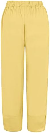 מכנסי פשתן של נשים Kcjgikpok, מכנסי פשתן עם מותניים גבוהים רחבות רגליים מכנסיים מכנסיים מכנסיים עם כיסים מכנסי