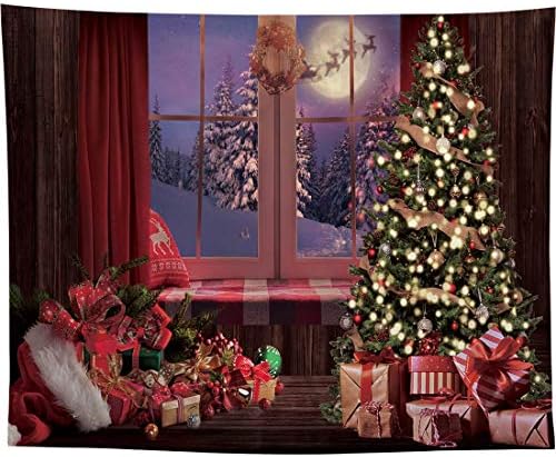 Allenjoy 8x8ft חלון חג המולד אדום תצלום צילום לצילום דיוקן חורף סנטה חג המולד שנה חדשה רקע שמח