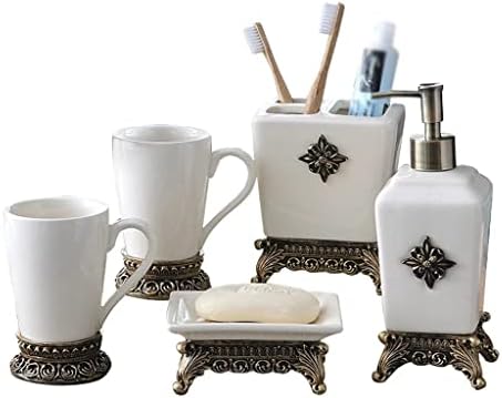 Quul Nordic Ceramic פשוט רטרו מברשת שיניים ביתית שטיפת פה כוס שטיפה אביזרי אמבטיה חמש חלקים עיצוב אמבטיה